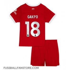Liverpool Cody Gakpo #18 Replik Heimtrikot Kinder 2023-24 Kurzarm (+ Kurze Hosen)